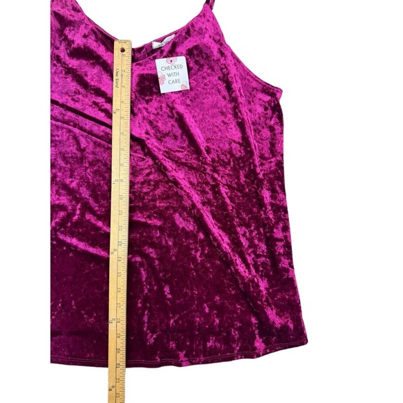 E.‎ Luna Crushed Velvet Cami Tank 2XL Top Red Plus New! Spaghetti Strap Stretch - Picture 6 of 8